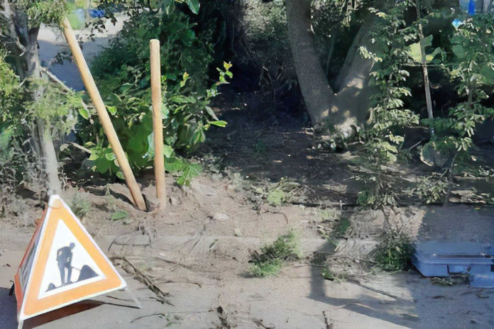 Gartenplanung Baustellenschild